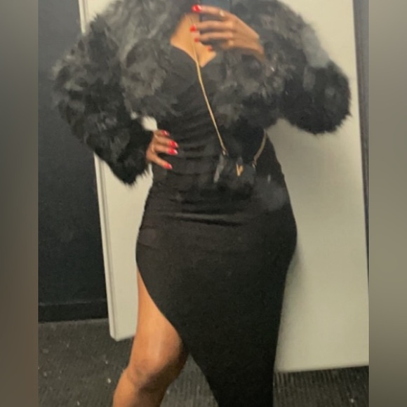 Side Drape Gown in Black - Picture 4 of 6